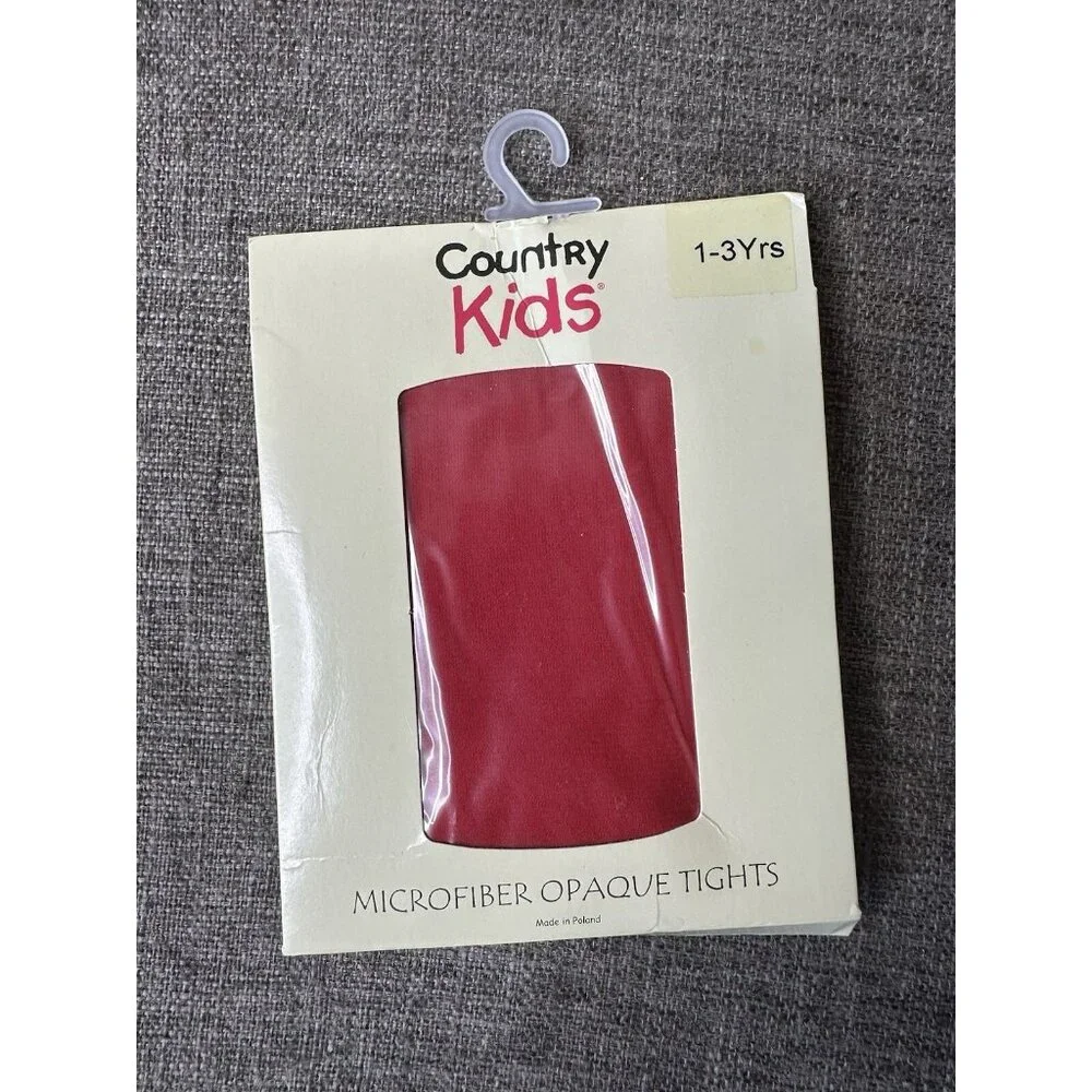 Country Kids Microfiber Opaque Red & Cotton Tights Pink Little Girls Size 1-3 Yr